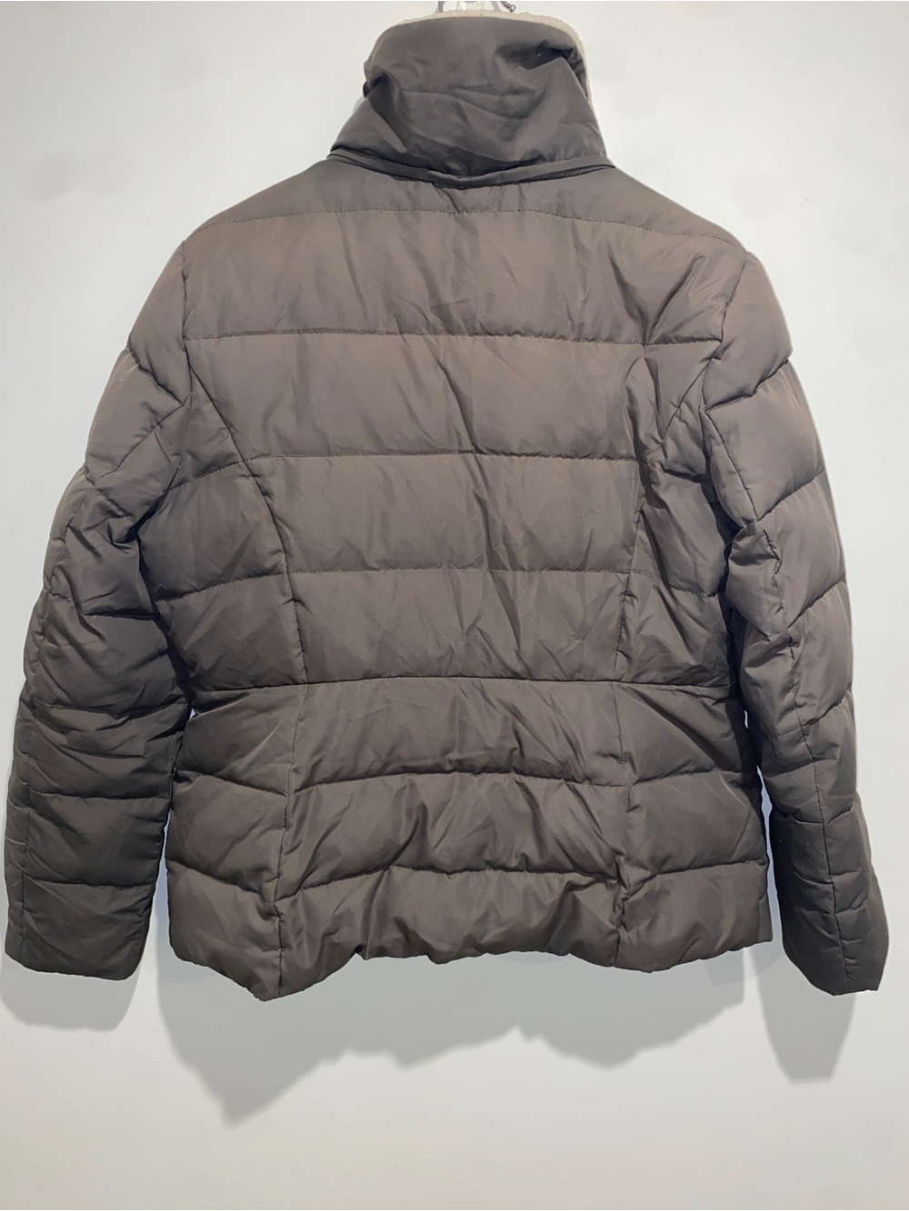 Lauren Ralph Lauren Taupe Puffer Jacket with Cream Sherpa Collar - Picture 2 of 8